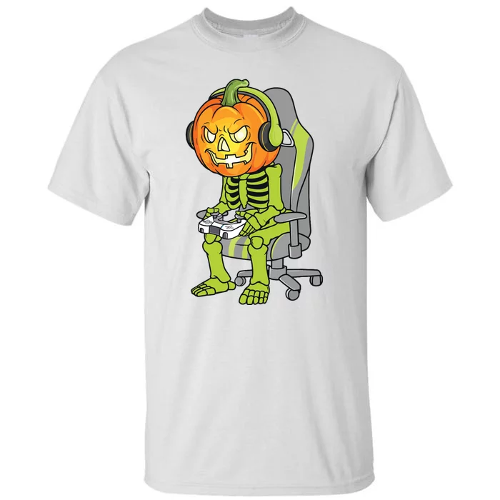 Gaming Halloween Skeleton Jack O Lantern Gamer Tall T-Shirt