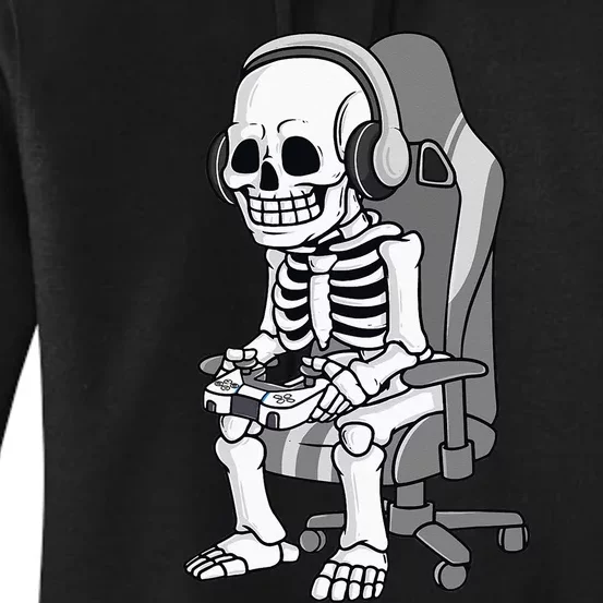 Gaming Halloween Skeleton Scary Gamer Women's Pullover Hoodie