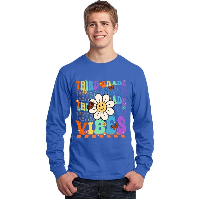 Groovy Hippie Smile Third Grade Vibes Back To School Gift Tall Long Sleeve T-Shirt