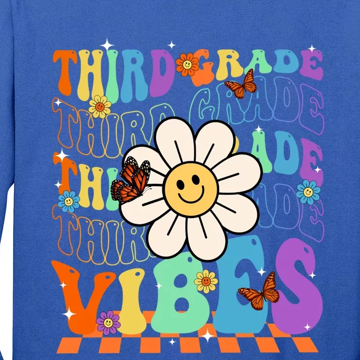 Groovy Hippie Smile Third Grade Vibes Back To School Gift Tall Long Sleeve T-Shirt