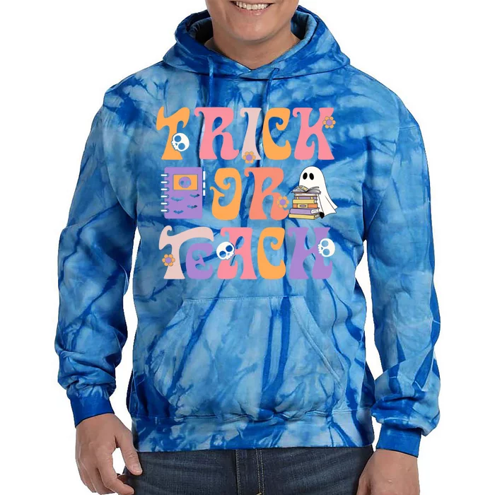 Groovy Halloween Spooky Teachers Trick Or Teach Students Meaningful Gift Tie Dye Hoodie