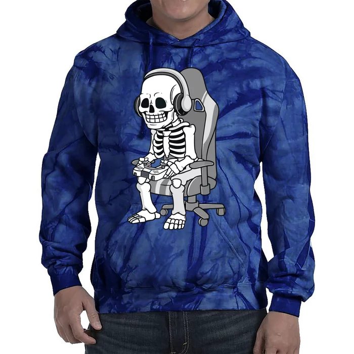 Gaming Halloween Skeleton Scary Gamer Tie Dye Hoodie