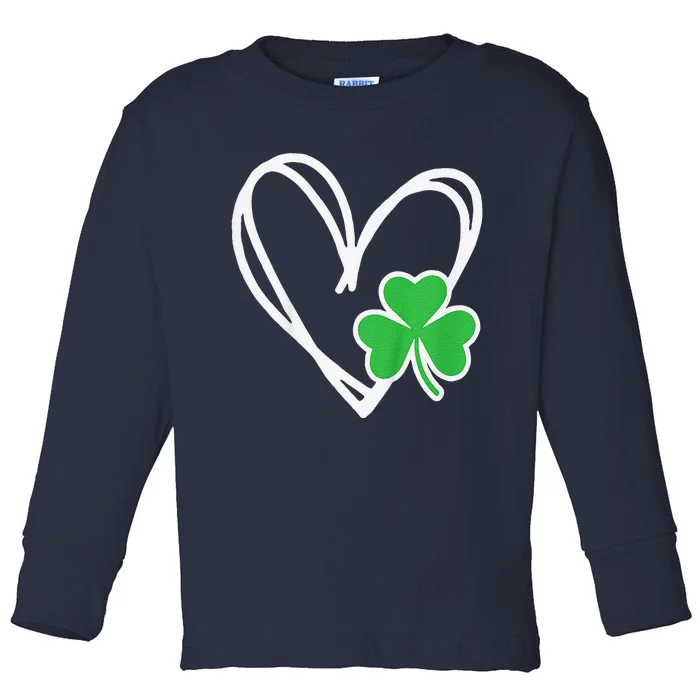 Girl Heart St Patricks Day Shamrock Irish Toddler Long Sleeve Shirt