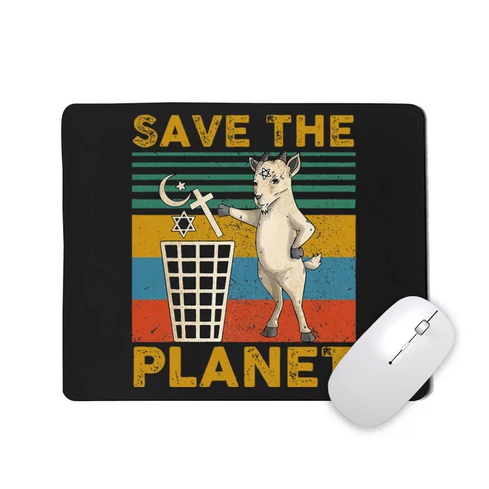 Goat H.A.I.L S.A.T.A.N Save The Planet Mousepad