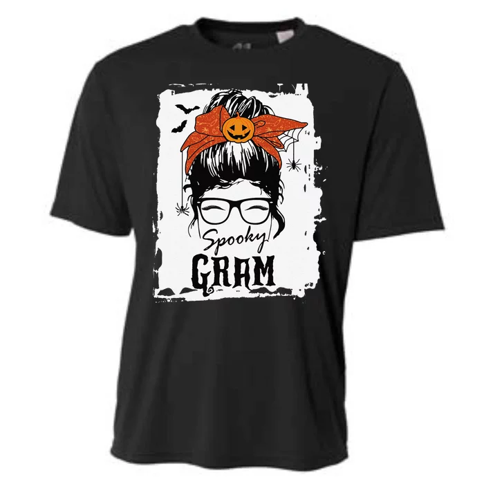 Gram Halloween Spooky Spider Messy Bun Hair Cooling Performance Crew T-Shirt