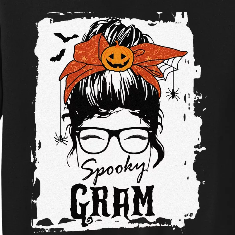 Gram Halloween Spooky Spider Messy Bun Hair Sweatshirt