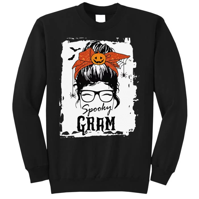 Gram Halloween Spooky Spider Messy Bun Hair Sweatshirt