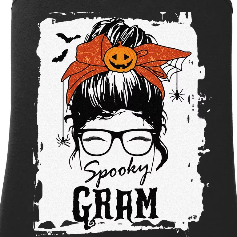 Gram Halloween Spooky Spider Messy Bun Hair Ladies Essential Tank