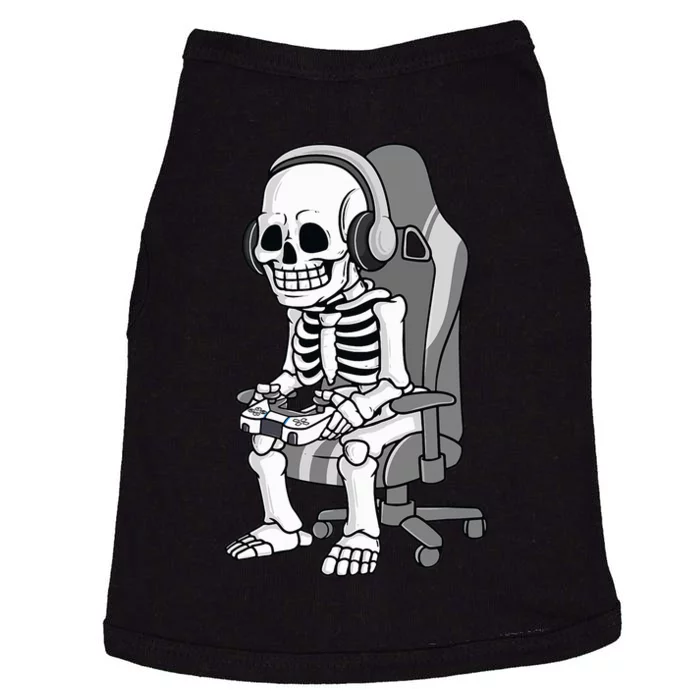 Gaming Halloween Skeleton Scary Gamer Doggie Tank