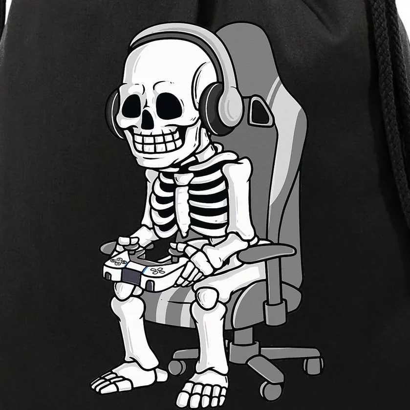 Gaming Halloween Skeleton Scary Gamer Drawstring Bag