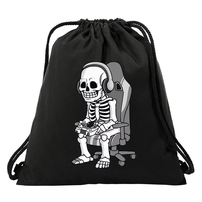 Gaming Halloween Skeleton Scary Gamer Drawstring Bag