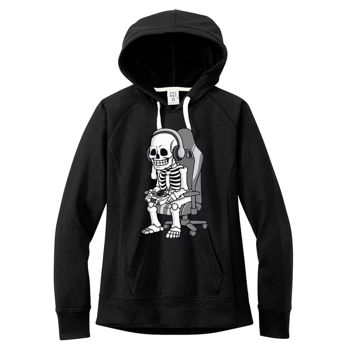 Gaming Halloween Skeleton Scary Gamer Women's Fleece Hoodie