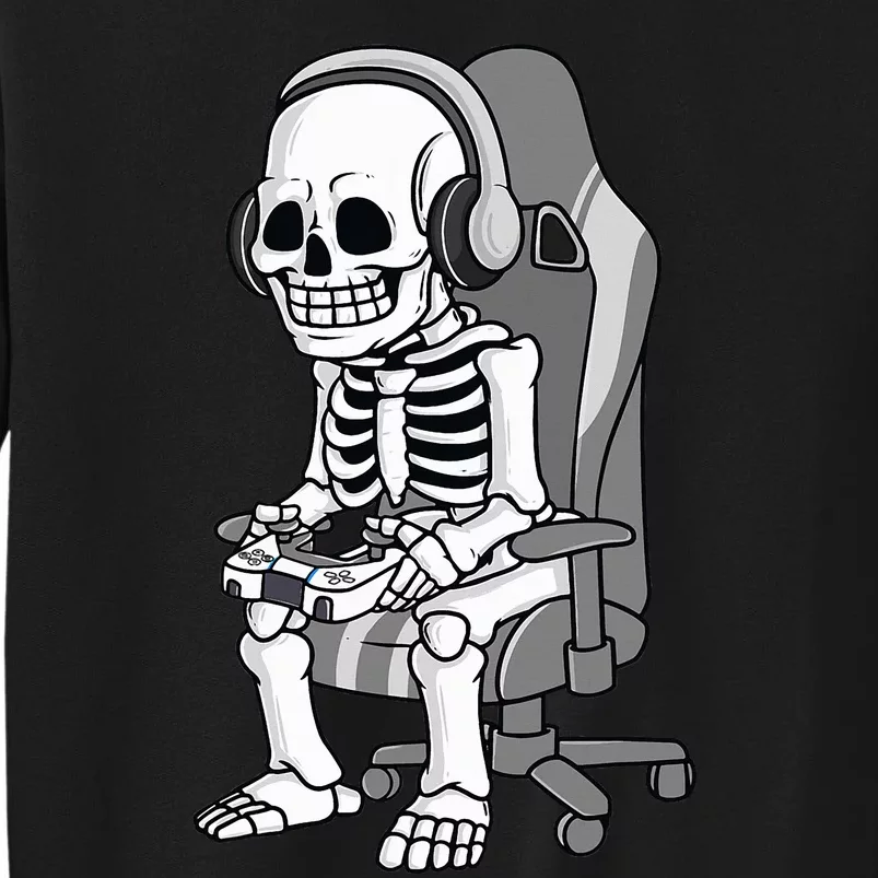 Gaming Halloween Skeleton Scary Gamer Tall Sweatshirt