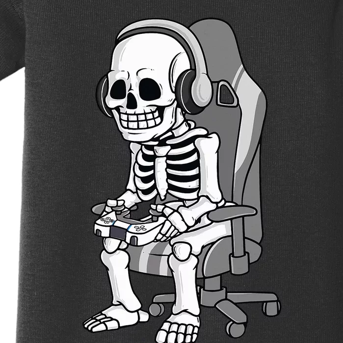 Gaming Halloween Skeleton Scary Gamer Baby Bodysuit