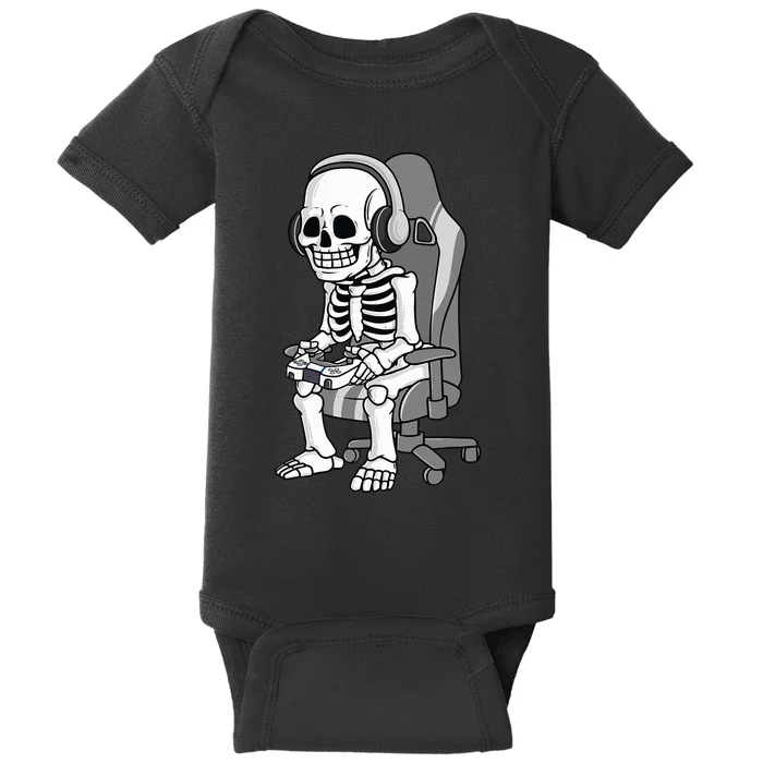 Gaming Halloween Skeleton Scary Gamer Baby Bodysuit