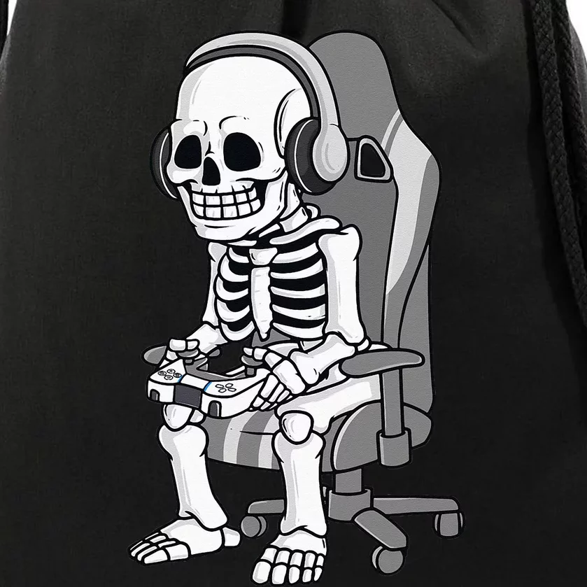 Gaming Halloween Skeleton Scary Gamer Kids Drawstring Bag