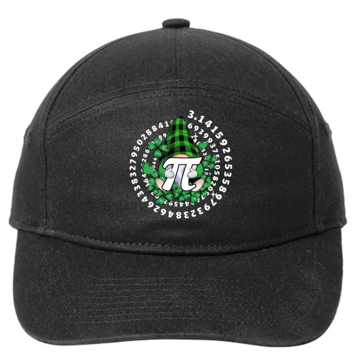 Gnome Hold Shamrock Pi Day Math 3.14Gnomes St Patricks Day 7-Panel Snapback Hat