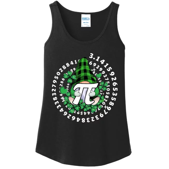 Gnome Hold Shamrock Pi Day Math 3.14Gnomes St Patricks Day Ladies Essential Tank