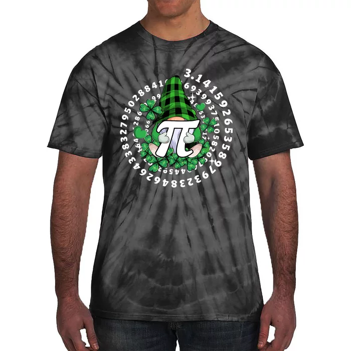 Gnome Hold Shamrock Pi Day Math 3.14Gnomes St Patricks Day Tie-Dye T-Shirt