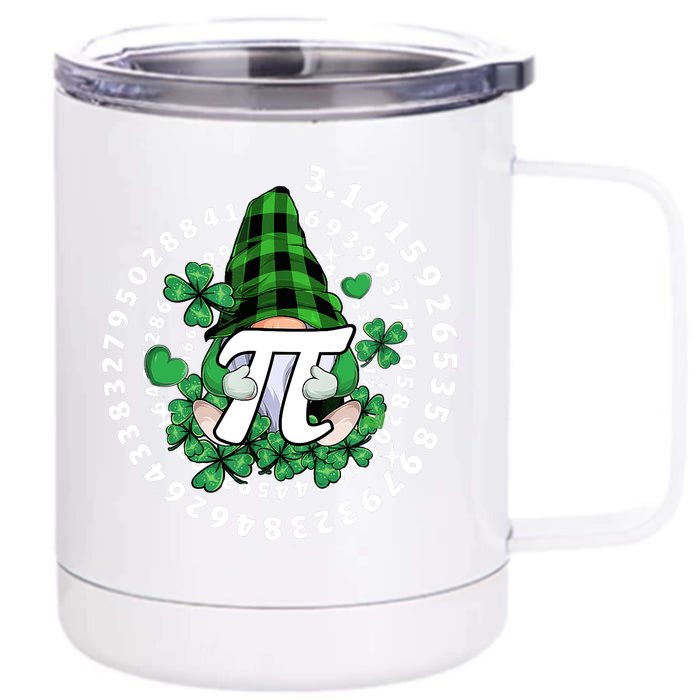 Gnome Hold Shamrock Pi Day Math 3.14Gnomes St Patricks Day Front & Back 12oz Stainless Steel Tumbler Cup