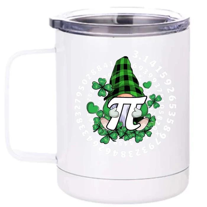 Gnome Hold Shamrock Pi Day Math 3.14Gnomes St Patricks Day Front & Back 12oz Stainless Steel Tumbler Cup