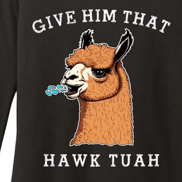 Give Him That Hawk Tuah Funny Sheep Viral Meme Womens CVC Long Sleeve Shirt