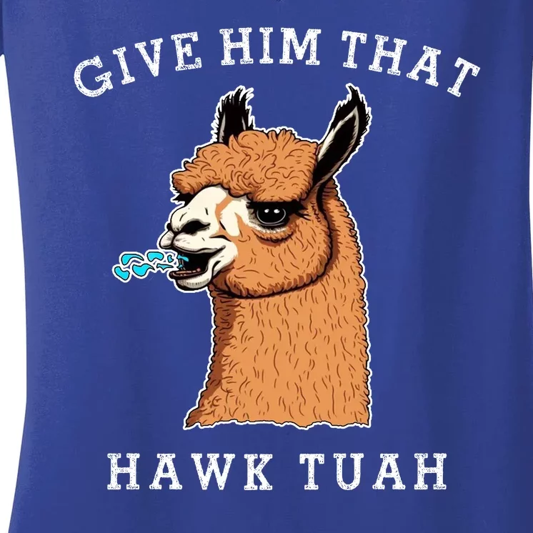 Give Him That Hawk Tuah Funny Sheep Viral Meme Women's V-Neck T-Shirt