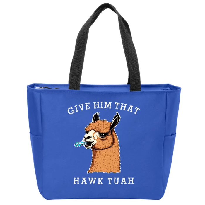 Give Him That Hawk Tuah Funny Sheep Viral Meme Zip Tote Bag