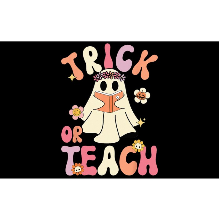 Groovy Halloween Trick Or Teach Retro Floral Ghost Teacher Bumper Sticker