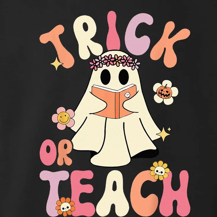 Groovy Halloween Trick Or Teach Retro Floral Ghost Teacher Toddler Hoodie