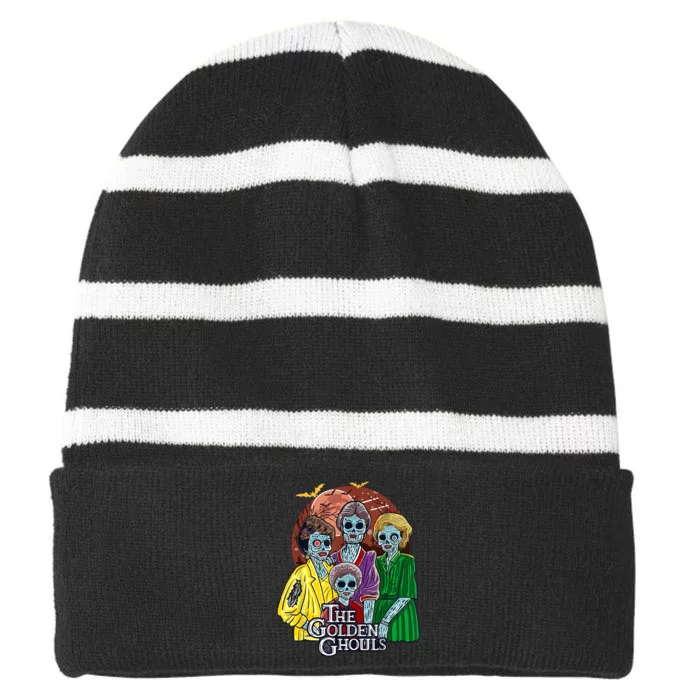 Ghoul Halloween The Golden Ghouls Striped Beanie with Solid Band