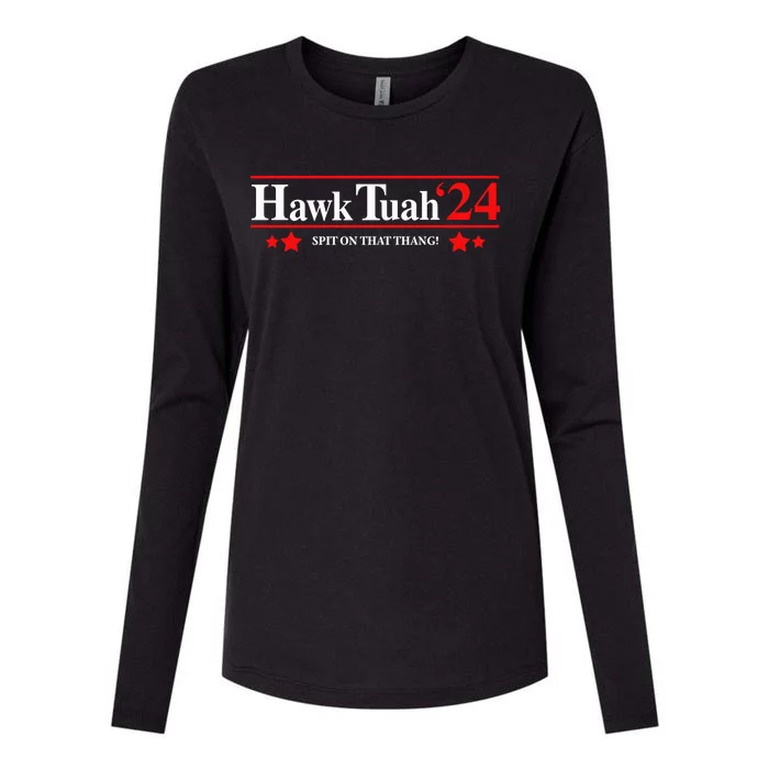 Goodcrewdrew Hawk Tuah24 Spit On That Thang Womens Cotton Relaxed Long Sleeve T-Shirt