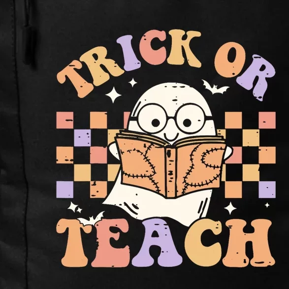 Groovy Halloween Trick Or Teach Floral Ghost Teacher Daily Commute Backpack