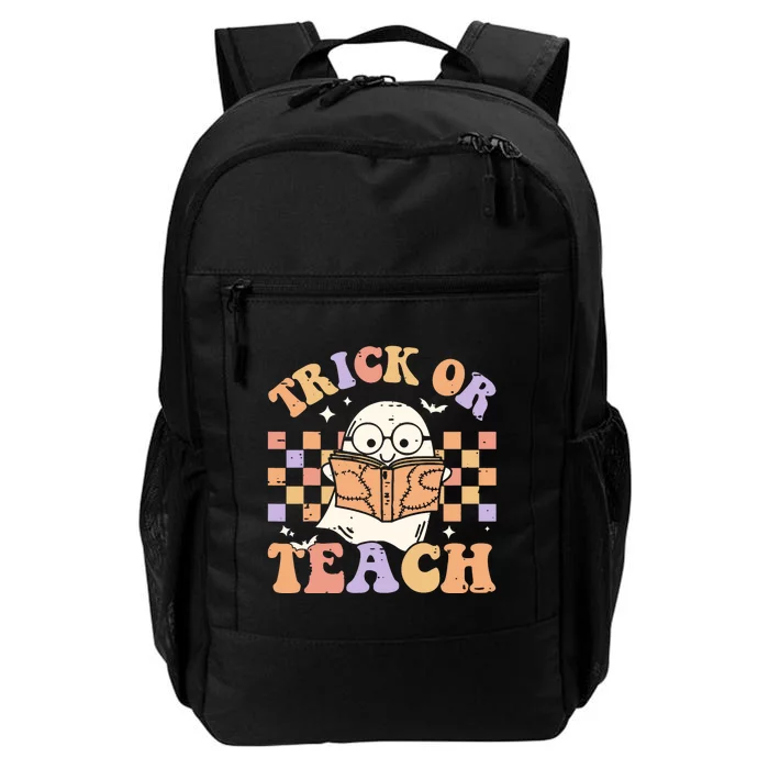 Groovy Halloween Trick Or Teach Floral Ghost Teacher Daily Commute Backpack