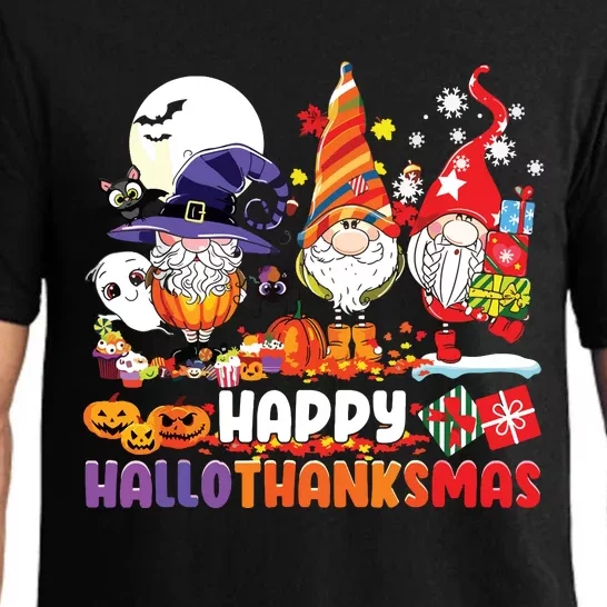 Gnomes Halloween Thanksgiving Christmas Happy Hallothanksmas Pajama Set