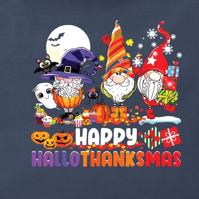 Gnomes Halloween Thanksgiving Christmas Happy Hallothanksmas Zip Tote Bag