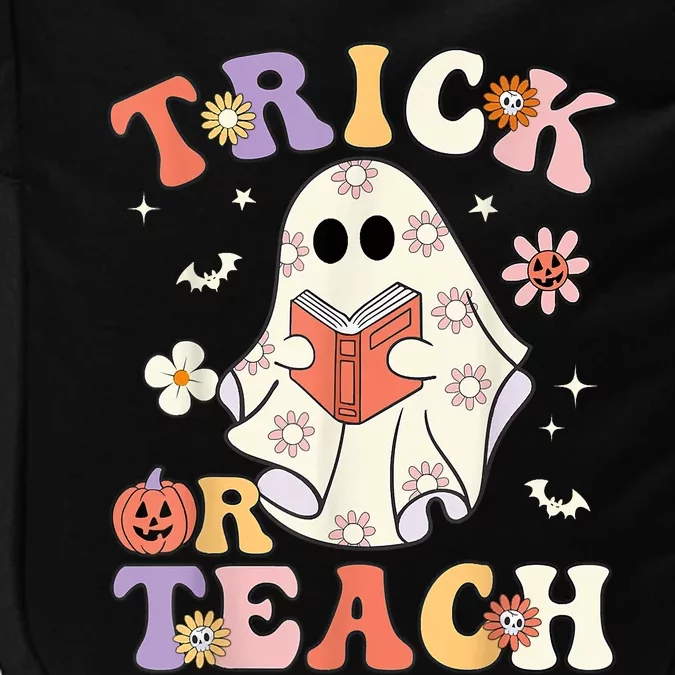 Groovy Halloween Trick Or Teach Retro Floral Ghost Teacher Impact Tech Backpack