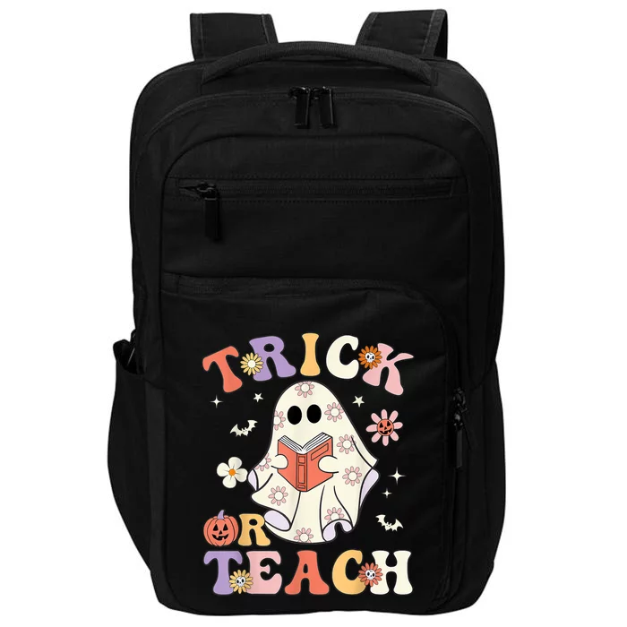 Groovy Halloween Trick Or Teach Retro Floral Ghost Teacher Impact Tech Backpack