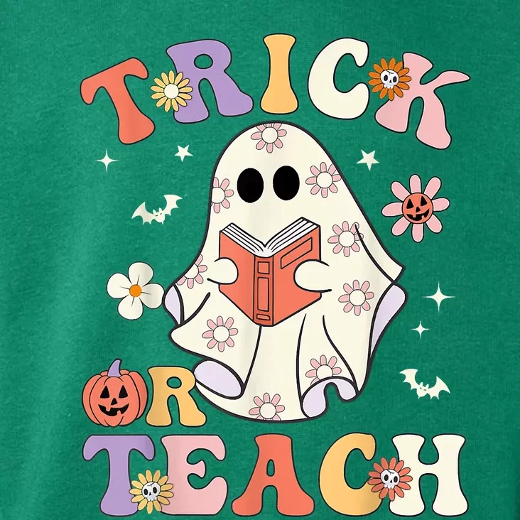 Groovy Halloween Trick Or Teach Retro Floral Ghost Teacher Toddler Hoodie