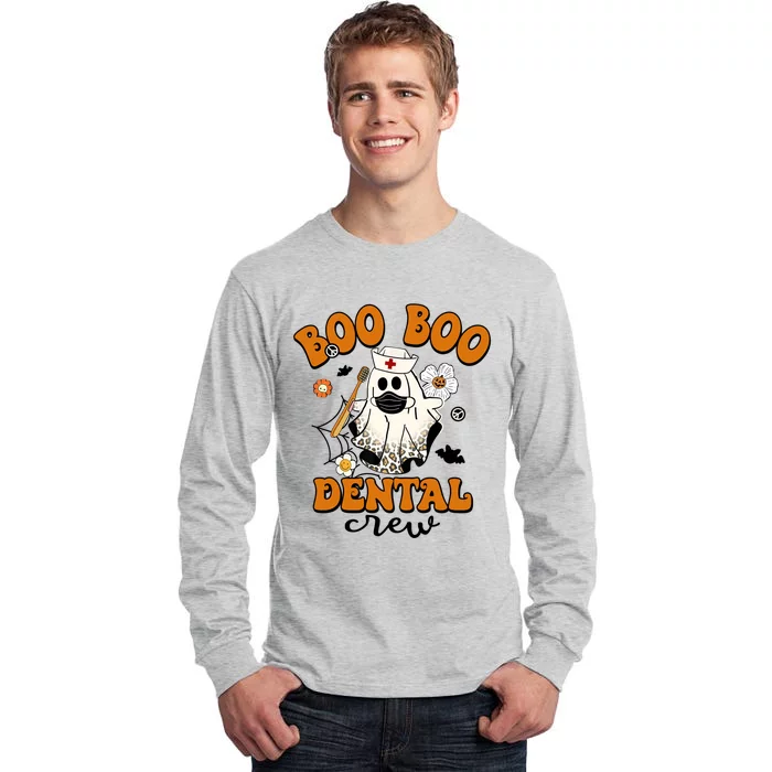 Groovy Halloween Teeth Cute Boo Dental Crew Nurse Gift Tall Long Sleeve T-Shirt