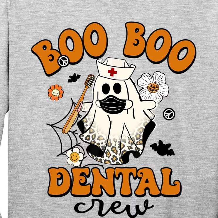 Groovy Halloween Teeth Cute Boo Dental Crew Nurse Gift Tall Long Sleeve T-Shirt