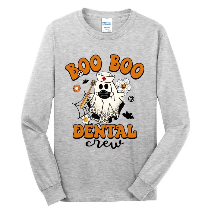 Groovy Halloween Teeth Cute Boo Dental Crew Nurse Gift Tall Long Sleeve T-Shirt