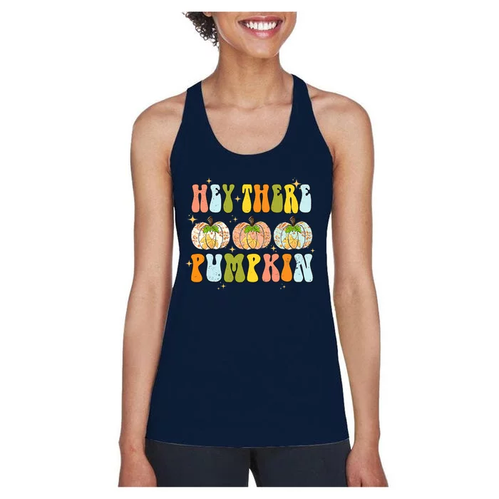 Groovy Hey There Pumpkin Fall Autumn Fun Thanksgiving Women's Racerback Tank