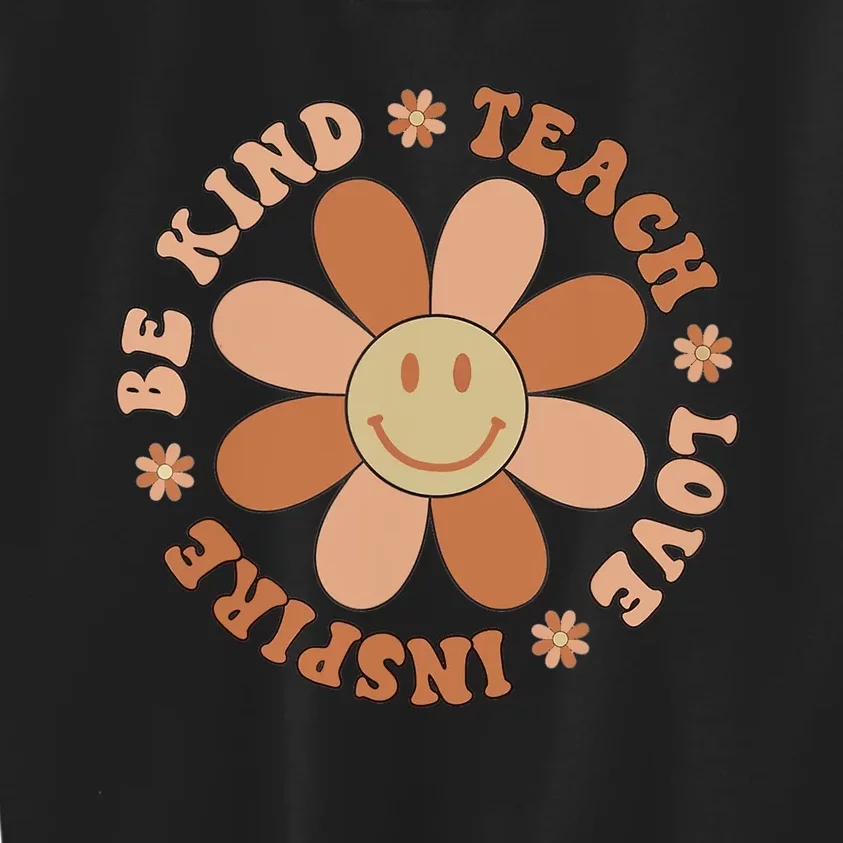 Groovy Hippy Teacher Be Kind Teach Love Inspire Elementary Kids Sweatshirt