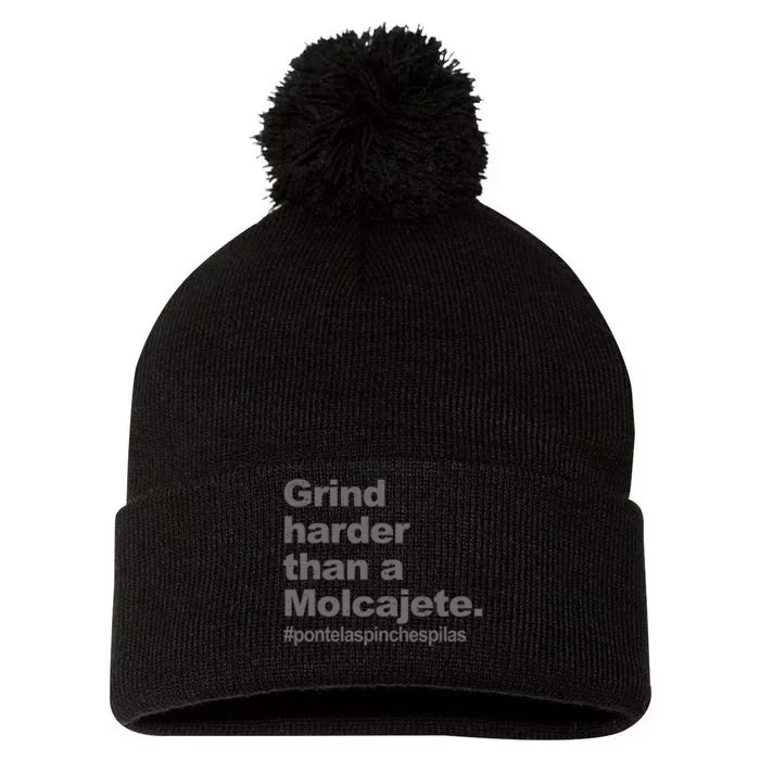 Grind Harder Than A Molcajete Pom Pom 12in Knit Beanie