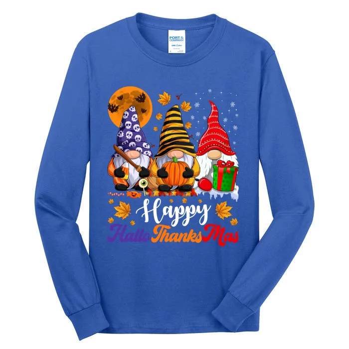 Gnomes Halloween Thanksgiving Christmas Happy Hallothanksmas Tall Long Sleeve T-Shirt