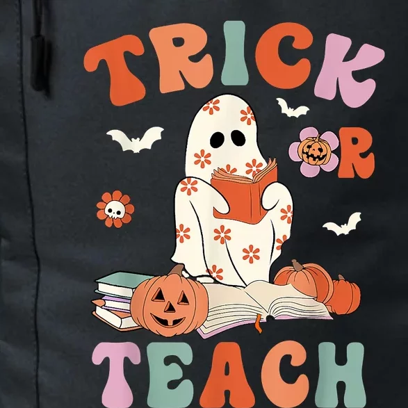 Groovy Halloween Trick Or Teach Retro Floral Ghost Teacher Daily Commute Backpack