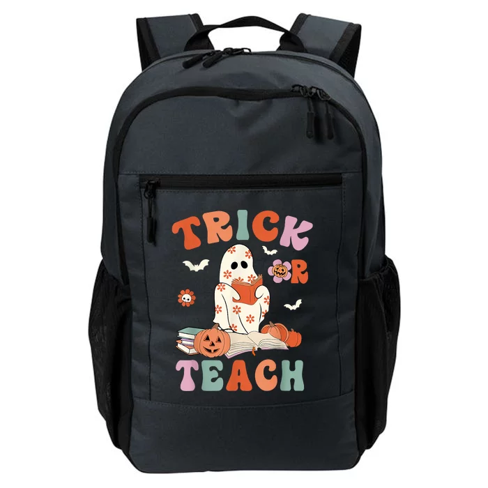 Groovy Halloween Trick Or Teach Retro Floral Ghost Teacher Daily Commute Backpack