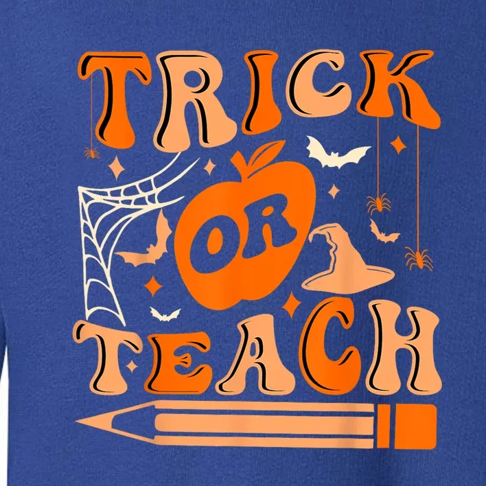 Groovy Halloween Trick Or Teach Ghost Teacher Student Toddler Sweatshirt