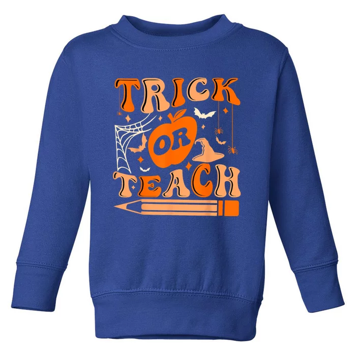 Groovy Halloween Trick Or Teach Ghost Teacher Student Toddler Sweatshirt